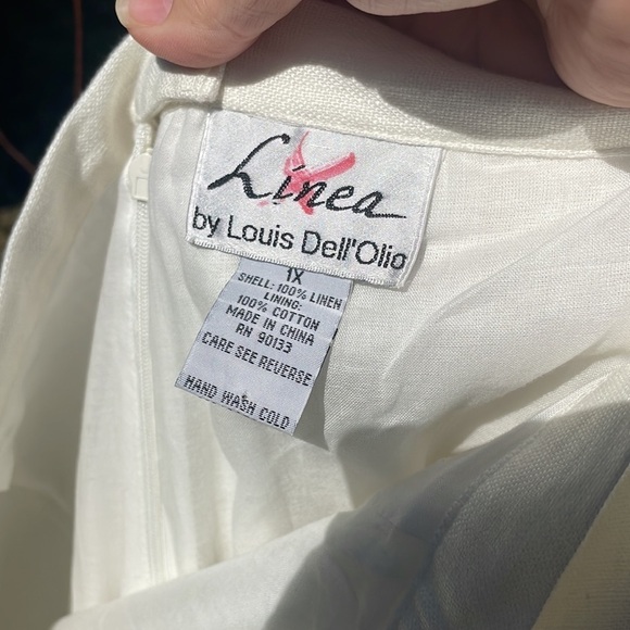 IVORY Linen Cropped Wide Leg Pants Linea By Louis Dell’Olio 1X - Picture 8 of 9